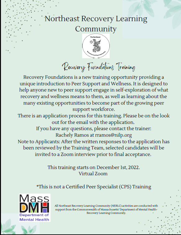 Recovery Foundations training flyer with description