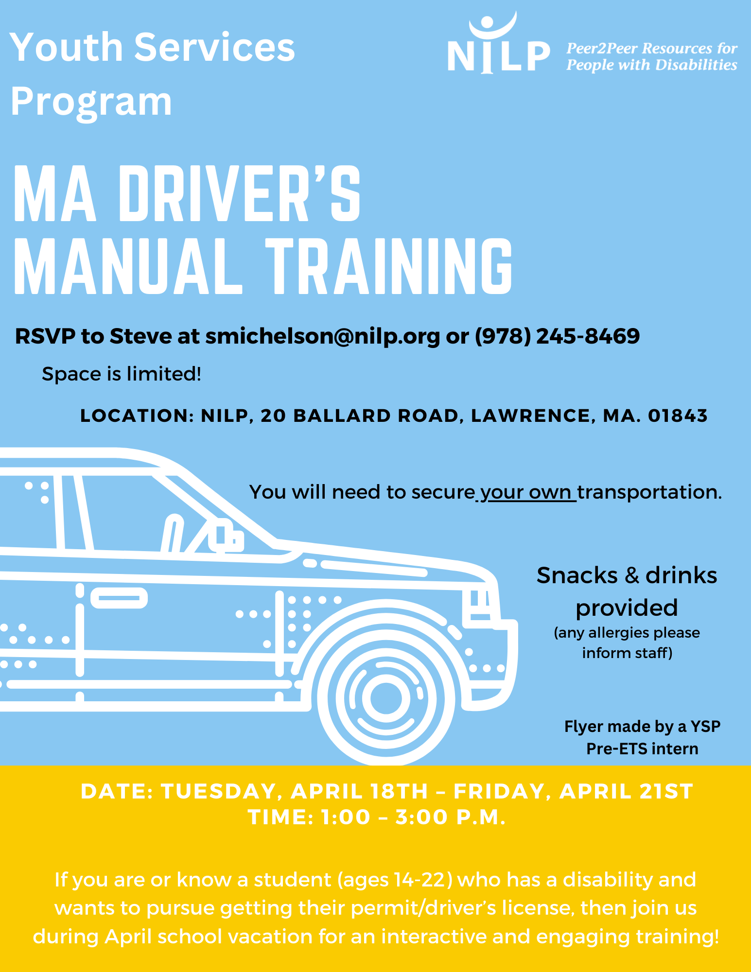 Youth Services Drivers Manual Training 4/18/2023 NILP